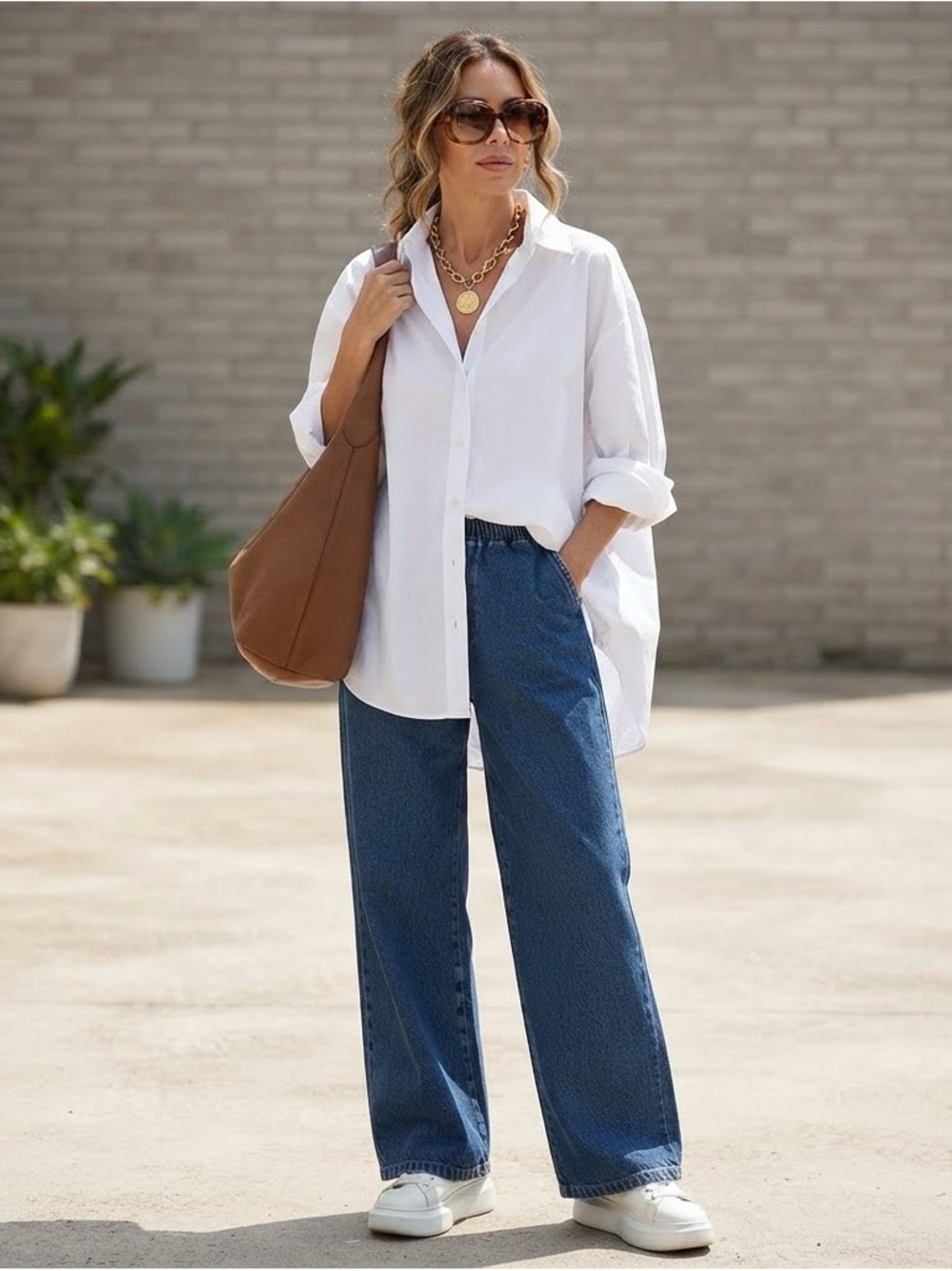 Relaxed Wide-Leg Jeans for Women in Blue - Effortless Everyday Style
